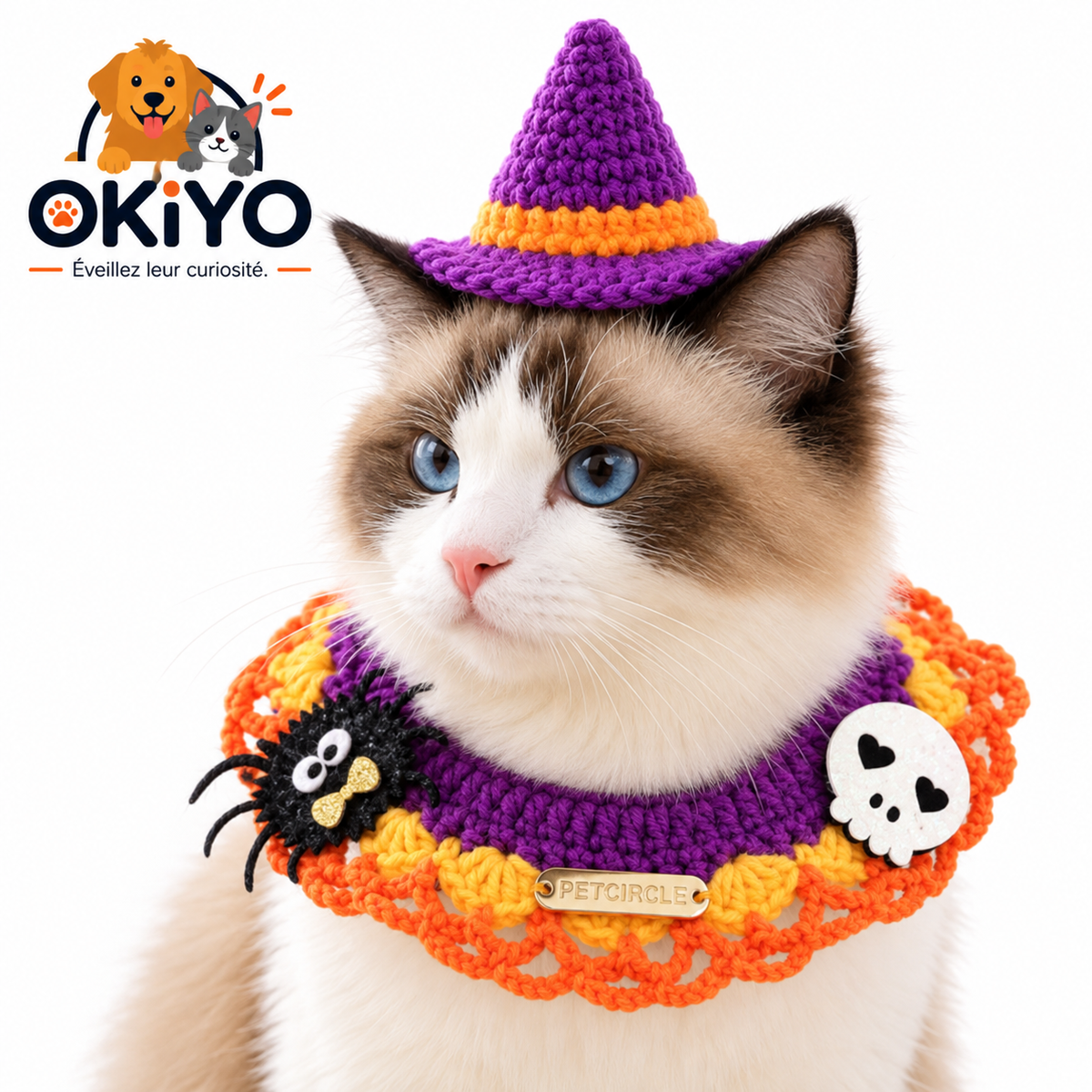 Bandana Halloween tricoté pour chien & chat – Motifs festifs