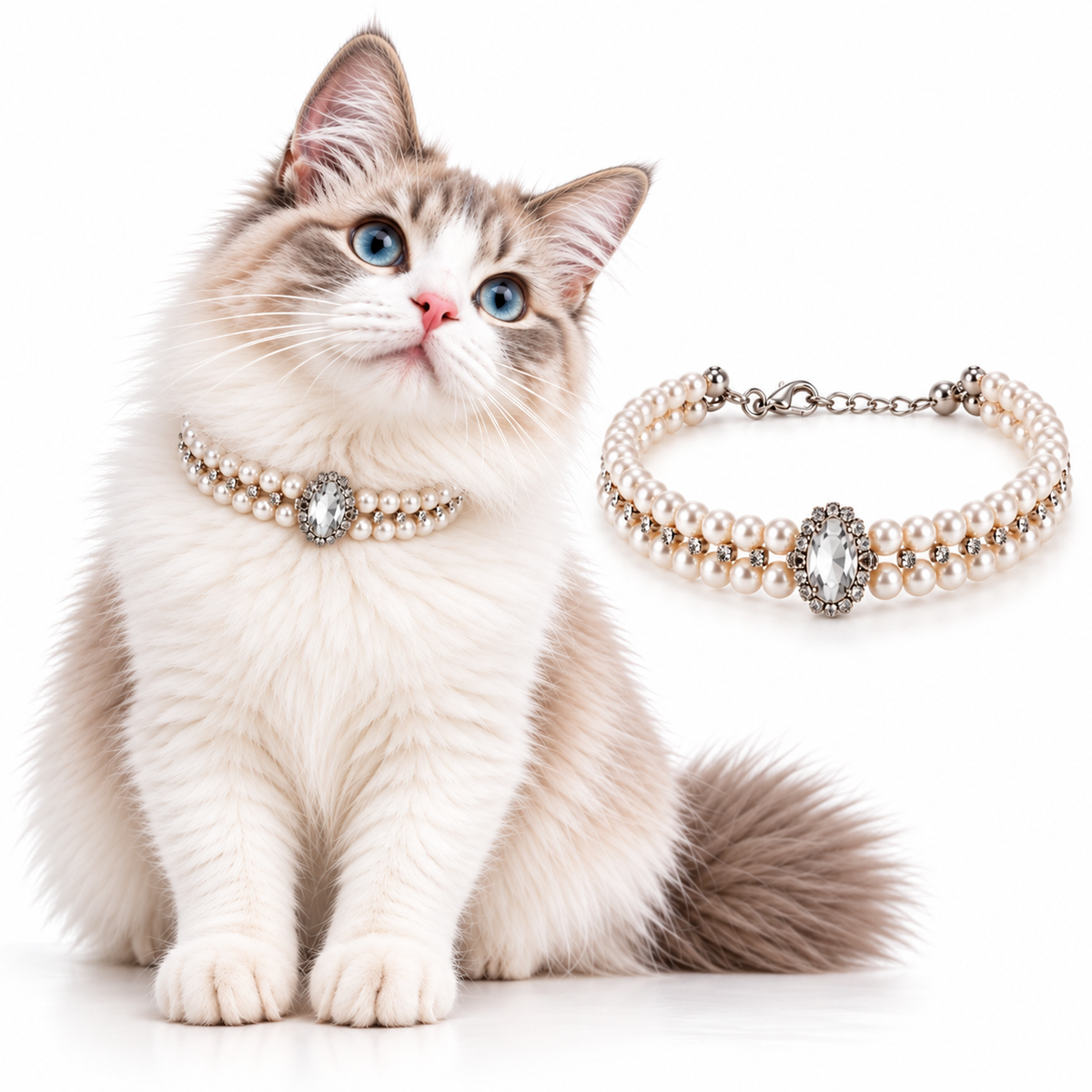 Collier perles et strass pour chien & chat – Cérémonie