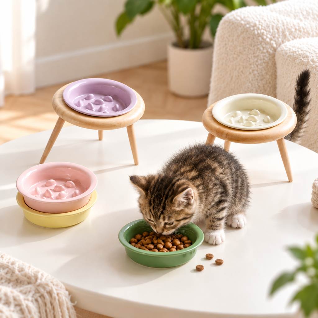 Gamelle surélevée anti-glouton pour chien & chat