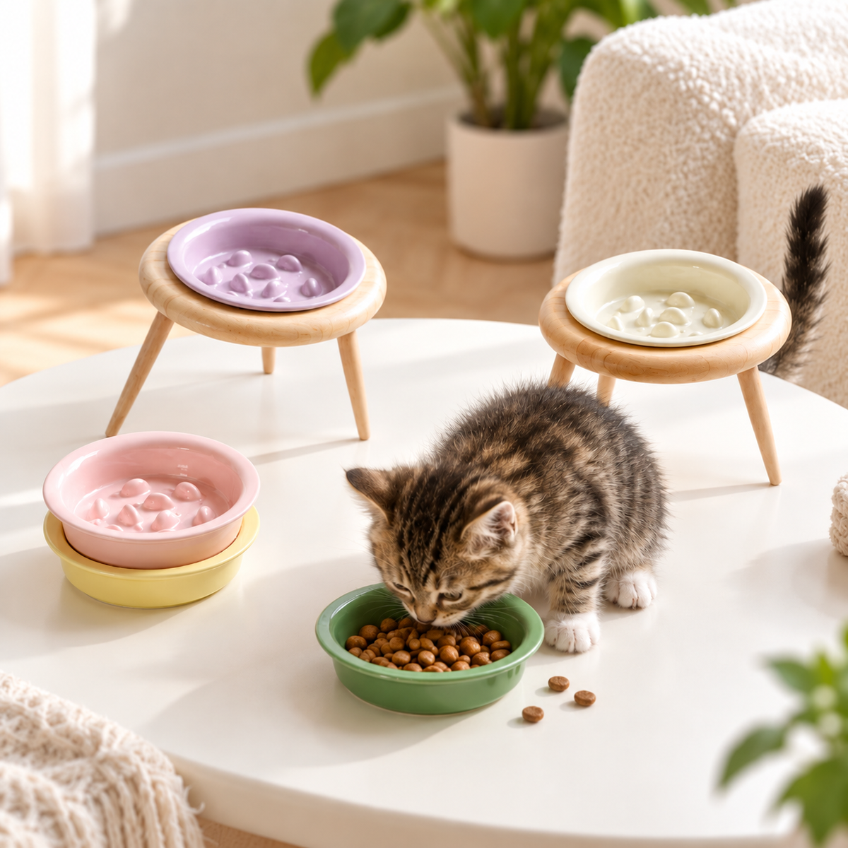 Gamelle surélevée anti-glouton pour chien & chat