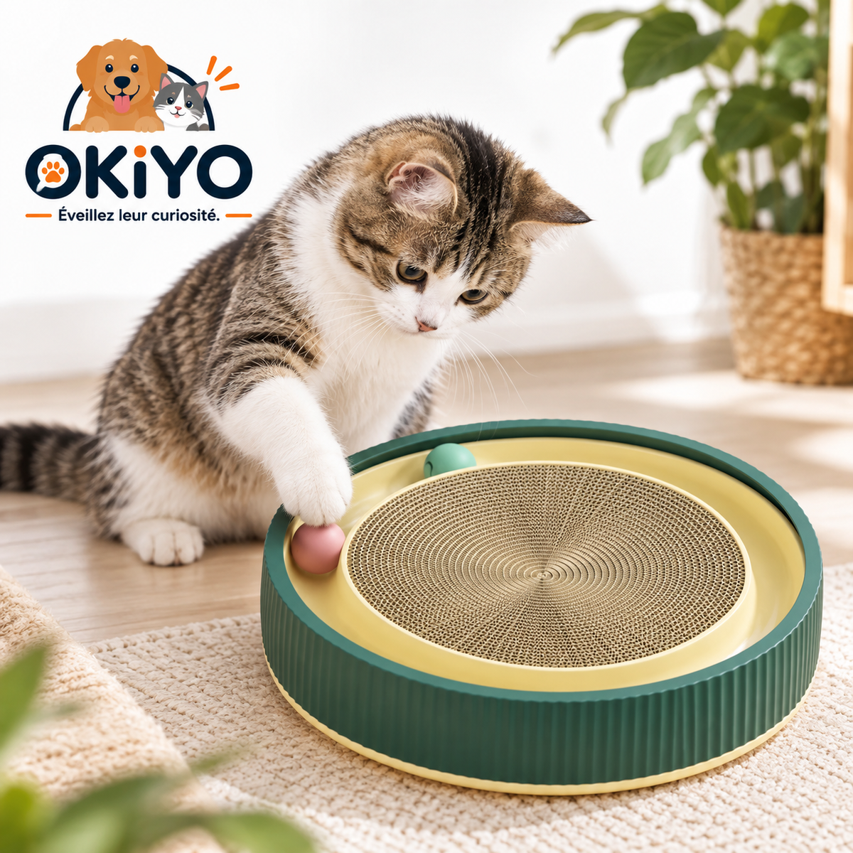 Griffoir rond pour chat avec balle – Plusieurs tailles