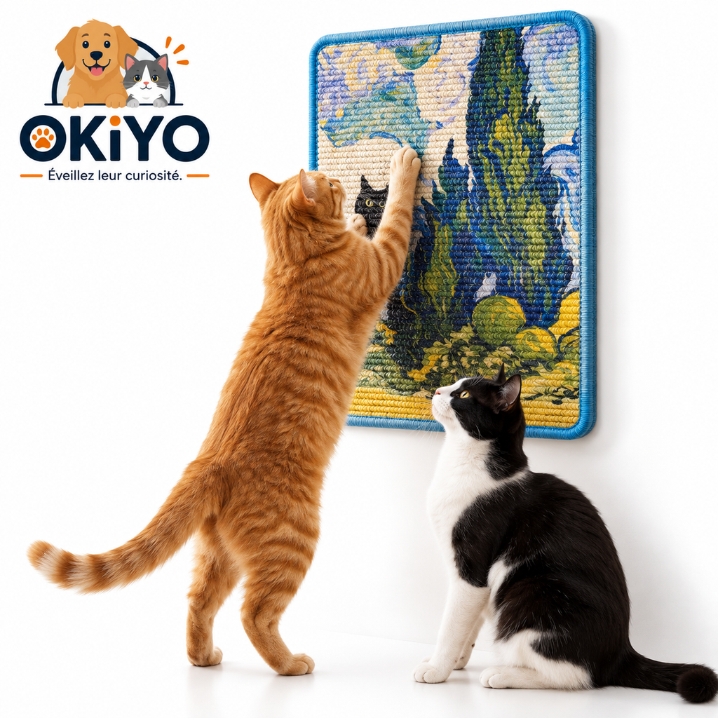 Griffoir mural en sisal pour chat – Motifs artistiques