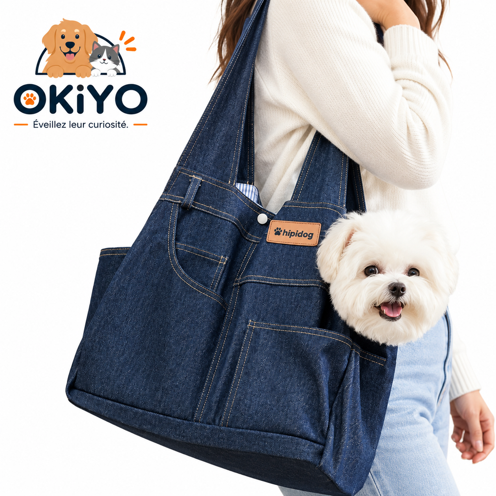Sac à dos de transport en jean pour chien & chat