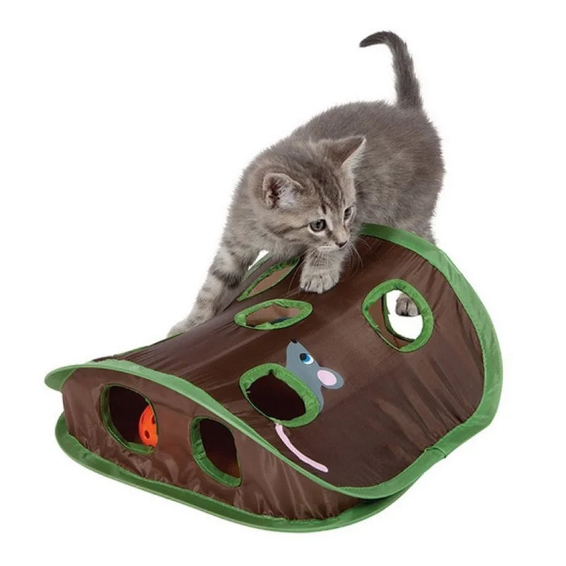 Tunnel interactif pliable pour chat